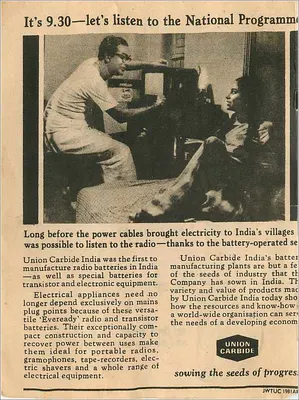 Rádio e baterias — Union Carbide India — (7) — Índia — Verso
