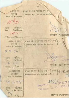 Dharamtala - Affix Stamps K - B.R.L.FEE - India — Achterkant