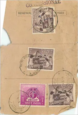 Carta postal concessionária indiana — renovação — editor B.R.L.F.C.E. e n° de série 119 — Verso