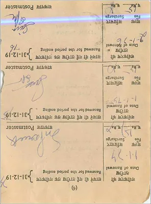Renovação da taxa postal — B.R.L.FEE — Índia — Verso