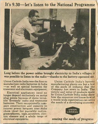 Union Carbide India — Programa de rádio — editor Union Carbide India — Verso