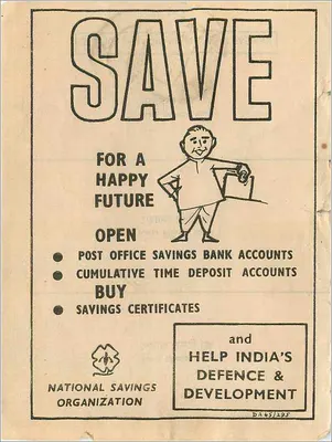 Publicidade para contas de poupança e certificados de poupança — National Savings Organization, Índia — Verso
