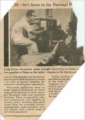 Publicidade para as baterias Eveready — Union Carbide India — 1960 aproximadamente — Verso