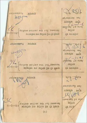 Renovação de taxas postais — Índia — (3) — Verso