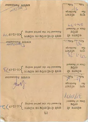 Carta postal da Índia — selos de renovação — editor: Postmaster — Verso