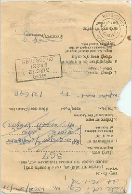 Carta de renovação de licença telegráfica — Chitorgarh, Índia — 1978 — Verso