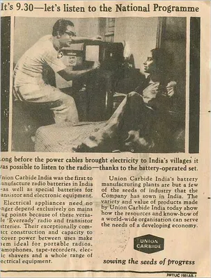 Publicidade Union Carbide — Rádio 'Eveready' — Índia — Verso