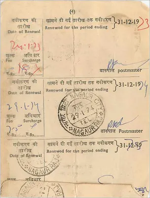 Carta postal de NAGAUR — renovação de título — editor: NAGAUR CITY POSTMASTER — Verso