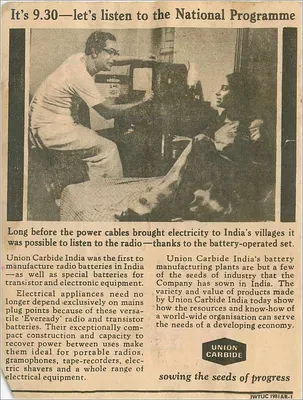 Union Carbide India — publicidade de rádio — editor Union Carbide India — Verso