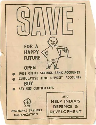 Publicidade para contas de poupança — National Savings Organization — Índia — Verso