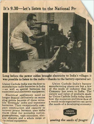 Union Carbide India — propaganda de rádio — 1967 — editor: Union Carbide India — Verso