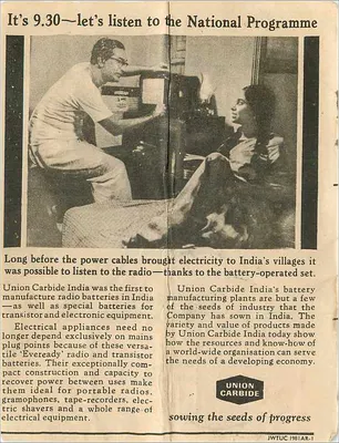 Union Carbide India — propaganda de rádio — editor Union Carbide — Verso