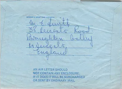 Luftbrief — England nach Vereinigten Staaten — Verlag 'BY AIR MAIL AIR LETTER' — Serie VC10 — Rückseite