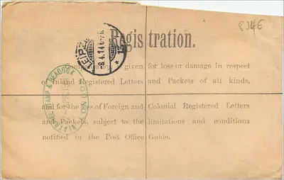Londres — Carta recomendada — Escritório de correios London, E.C. 20, n° 959 — Verso