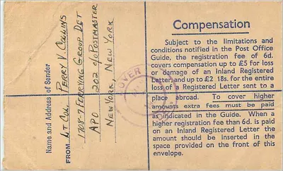 Lotnisko Prestwick — Polecenie przesyłki lotniczej do Dover, Delaware — Wydawca: Royal Mail — Rewers