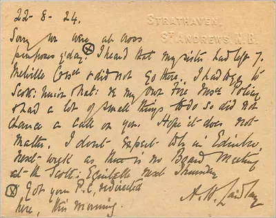 Strathaven, St Andrews, N.B. — Corrispondenza familiare — editore non visibile — Verso