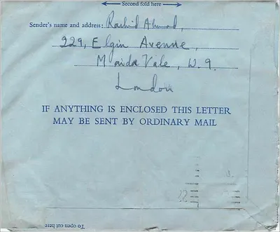 Aerograma da Coroação — 1953 — editor Royal Mail, número de série não visível — Verso