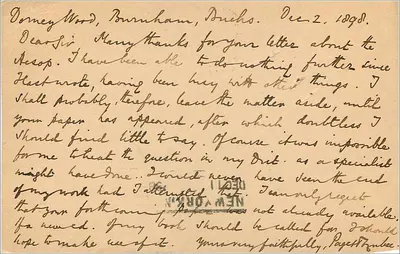 Dorney Wood, Dorset — lettera datata 2 dicembre 1898 — Unione Postale Universale — Verso