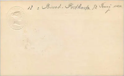 Carte postale britannique — timbre demi-penny — texte imprimé et écriture manuscrite — Verso