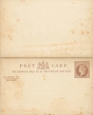Carta postal de resposta — selo Half Penny — editor não visível