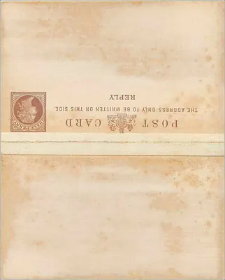 Carta postal de resposta — selo Half Penny — editor não visível — Verso