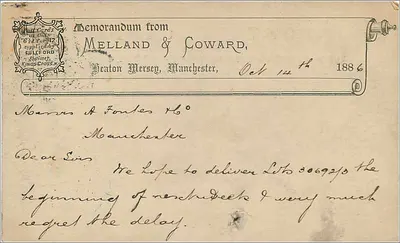 Manchester — Memória de Melland & Coward — editor Fullford, Kings Cross — Verso