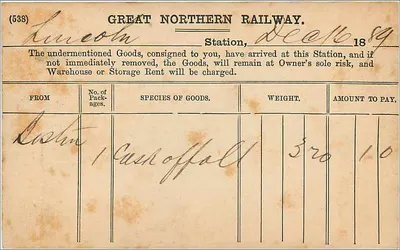 Lincoln — Great Northern Railway — carta postal com selo de meio penny — Verso