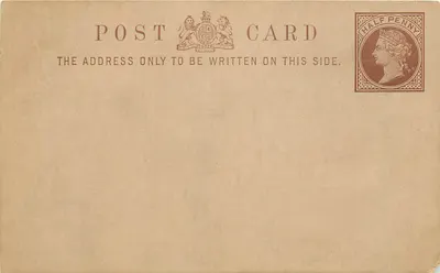 Carta postal britânica — selo de ½ penny Victoria — verso em branco