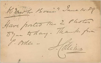Birmingham — carta postal enviada em torno de 1889 — editor não visível — Verso