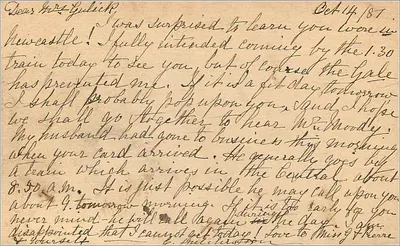 Newcastle upon Tyne — carta postal datada de outubro de 1881 — editor anônimo — Verso