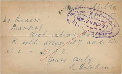 Carta postal de South Shields — The Farmers' Cleveland Dairies Co. Ltd. — n°245 — Verso