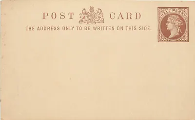 Carta postal britânica — selo de 1/2 penny — verso em branco