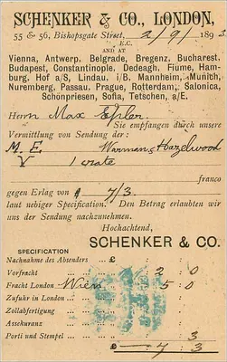 Áustria — Viena — Schenker & Co. Londres — Verso