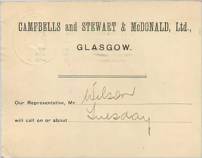 Glasgow — Negócio comercial — Campbells and Stewart & McDonald, Ltd. — Verso