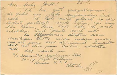 Viena — carta postal datada de 3 de maio de 1938 — editor não visível — Verso