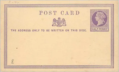 Carta postal inglesa — selo da Rainha Vitória — 1890