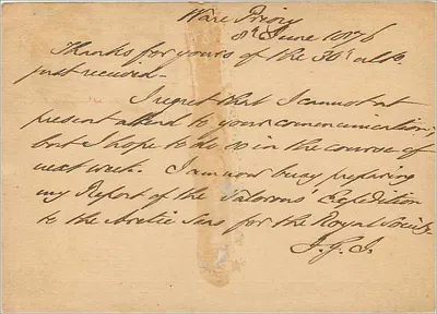 Carta postal estrangeira — destinada à Academia de Messina — selo e carimbo de Béjaïa — Verso