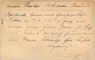 Tarjeta postal de Gran Bretaña & Irlanda — destinada a Berlín — sello de 1 penique — Reverso