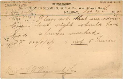 Halifax, Canadá — Halifax, 29 outubro 1887 — União Postal Universal — Verso