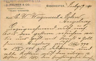 Manchester — Carta Postal Britânica Datada De Julho 1891 — Editada Por Union Postale Universelle — Verso