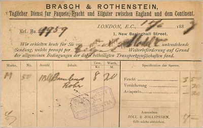 Karta pocztowa z Wielkiej Brytanii i Irlandii — Brasch & Rothenstein, Londyn — znak pocztowy 1 penny — Rewers