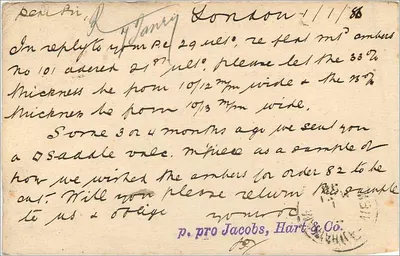 Londres — carta postal comercial — Union Postale Universelle — Verso