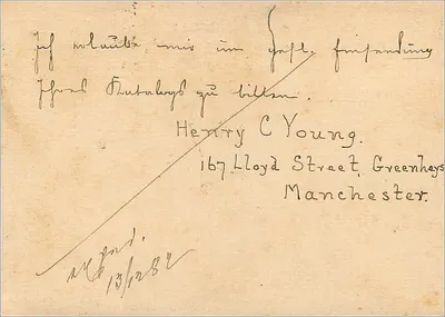 Manchester — kartka pocztowa wysłana z Manchester ok. 1902 — Uniwersalna Poczta Międzynarodowa — Rewers