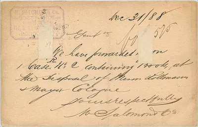 Cartão postal de Londres — Grã-Bretanha & Irlanda — editor M. Salomon & Co. (Londres) — Verso