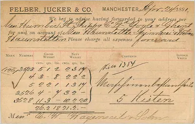 Manchester — kartka pocztowa handlowa — Felber, Jucker & Co. — Rewers
