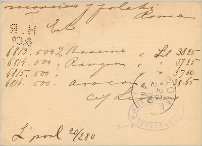 Liverpool — Unione Postale Universale — Gran Bretagna e Irlanda — timbro 1 penny — Verso