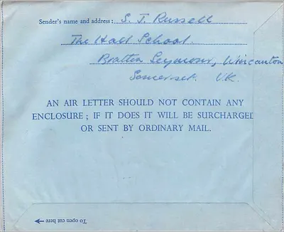 Aérogamme — Wincanton, Somerset — S.T. Runnall — Verso