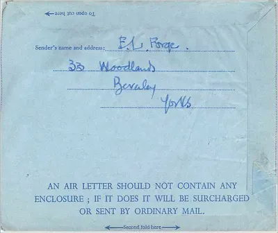 Aérogamme - Yorkshire - 1962 — wydawca nieodczytelny — Rewers