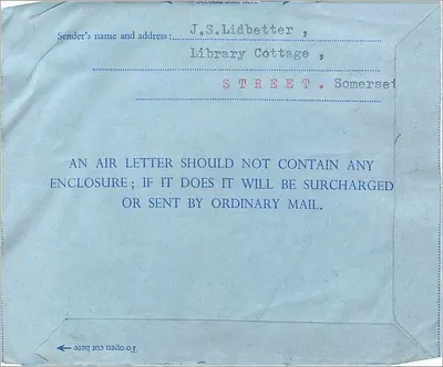 Luftpost — Yonkers, New York — J.S. Lidbetter, Somerset Street — Rückseite