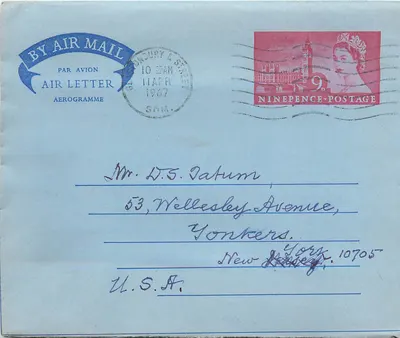 Londres — Carta aérea 1967 — editor não visível